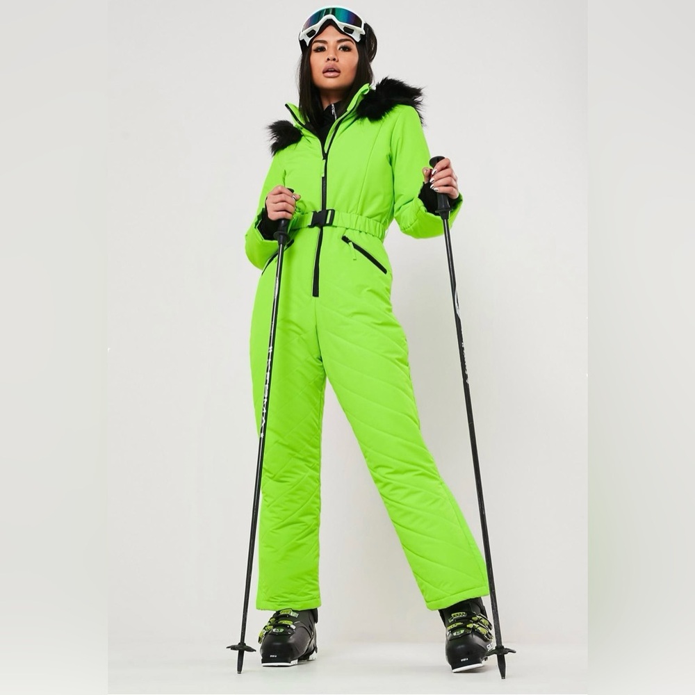 Missguided Lime Green Neon Ski Suit